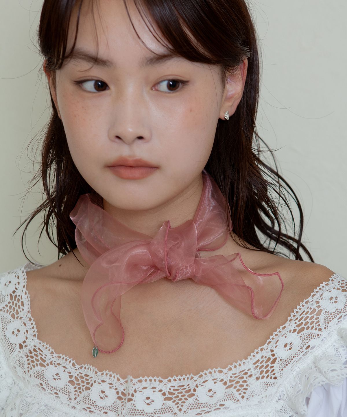 지지(GEEGEE) organza petit scarf - pink