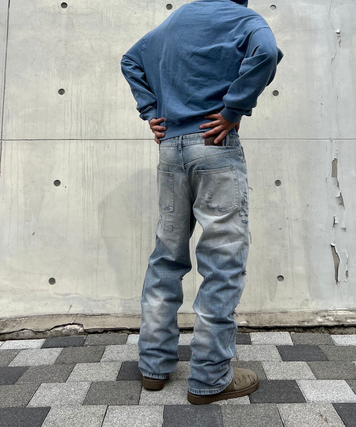 텍스(TEXX) TX910 와이드 데미지 데님 (중청)