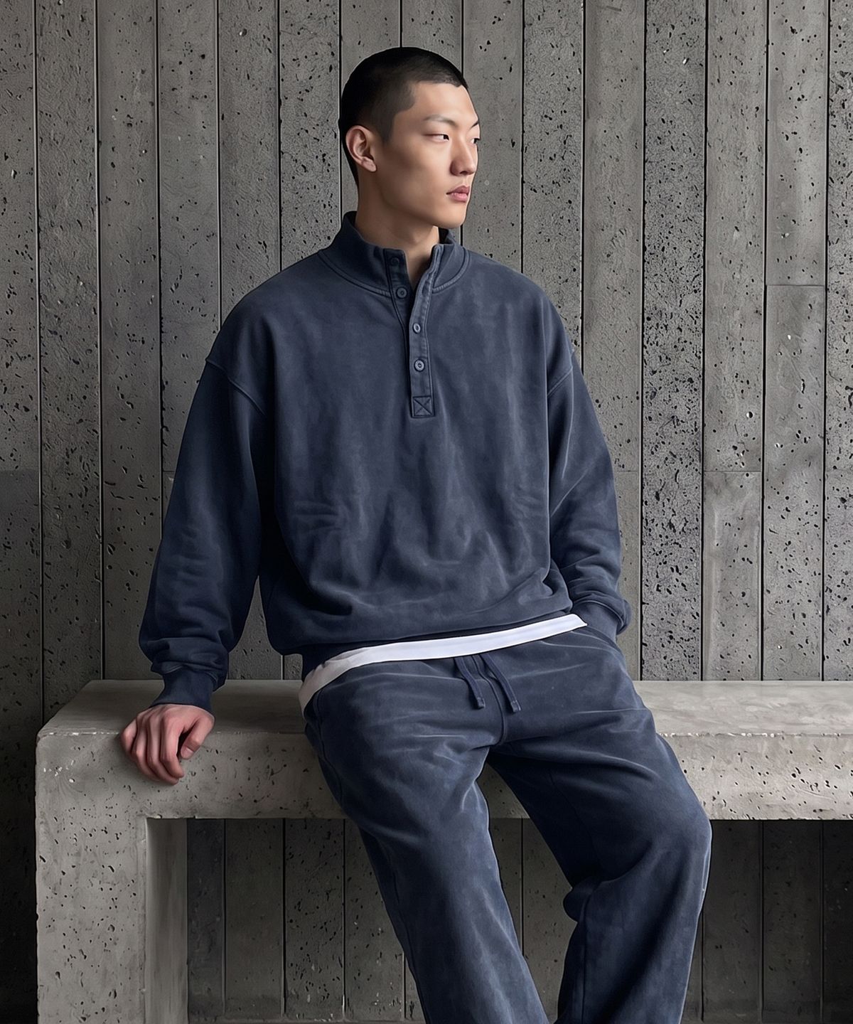 테노(TENO) 공용 버튼넥 크롭 맨투맨_275(17590-031-810-69)