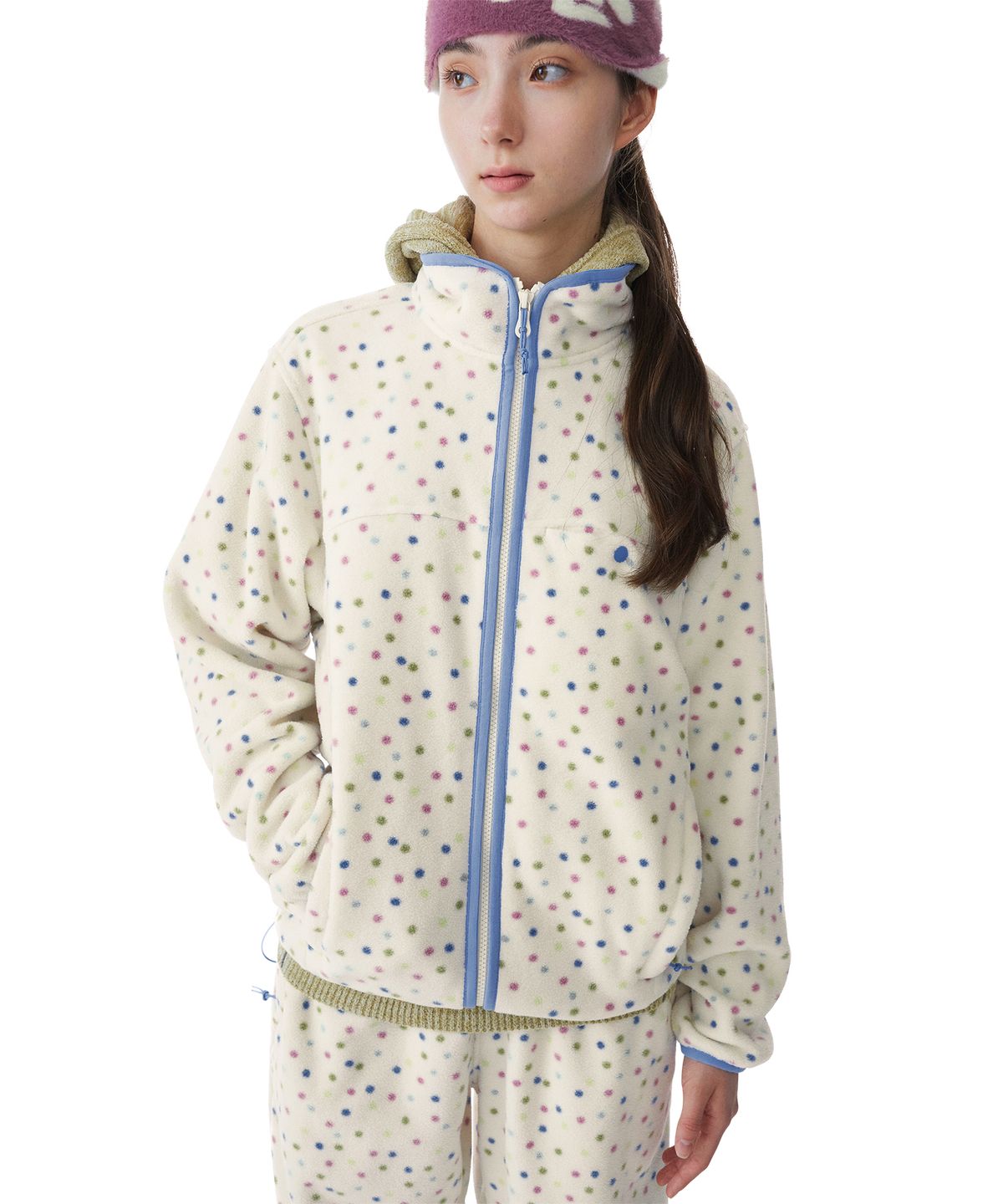 썬러브투어(SUNLOVETOUR) Phase Fleece Jacket Ivory Dot