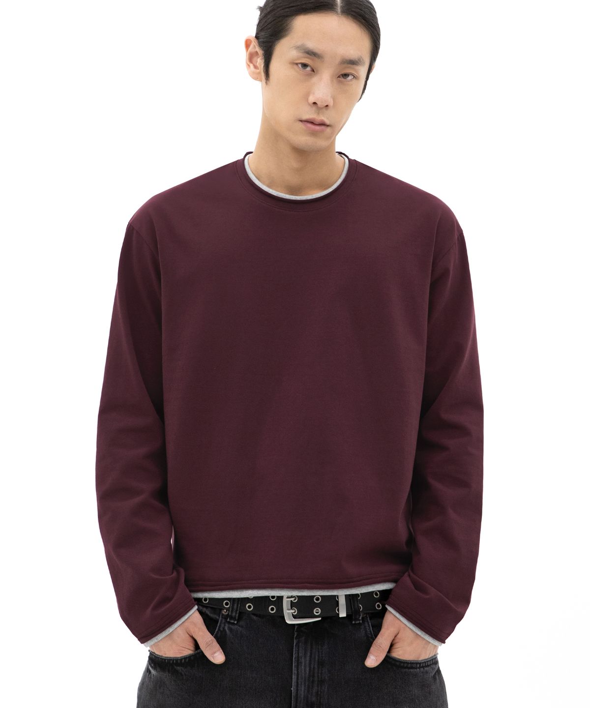 브렌슨(BRENSON) 컴포트 오프컷 레이어드 긴팔티 ( 네이비 )