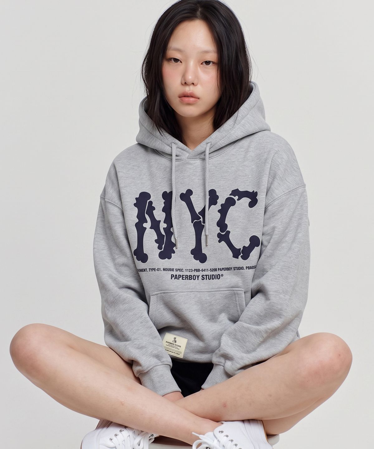 페이퍼보이(PAPERBOY) NYC 스켈레톤 후디-멜란지
