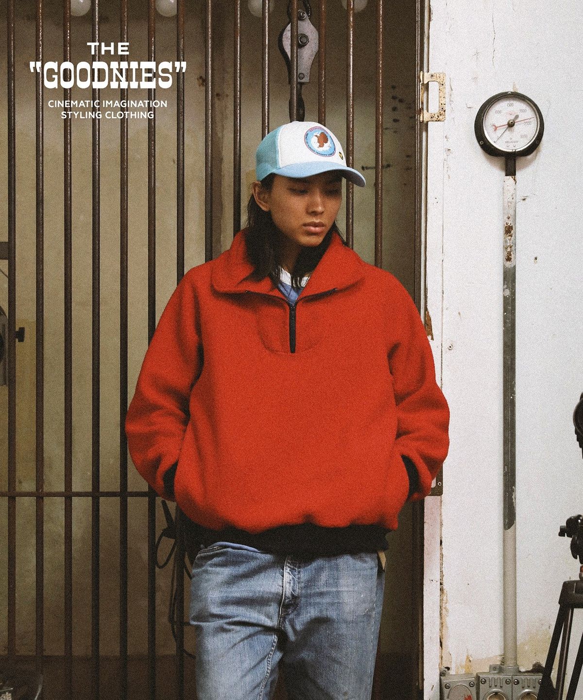 굿니스(GOODNIES) Beautiful Life. Fleece Half-Zip. Deep Red