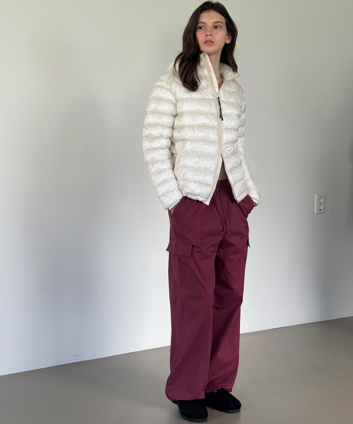 로시로우(LOSSYROW) Utility Wide Cargo Pants - Wine