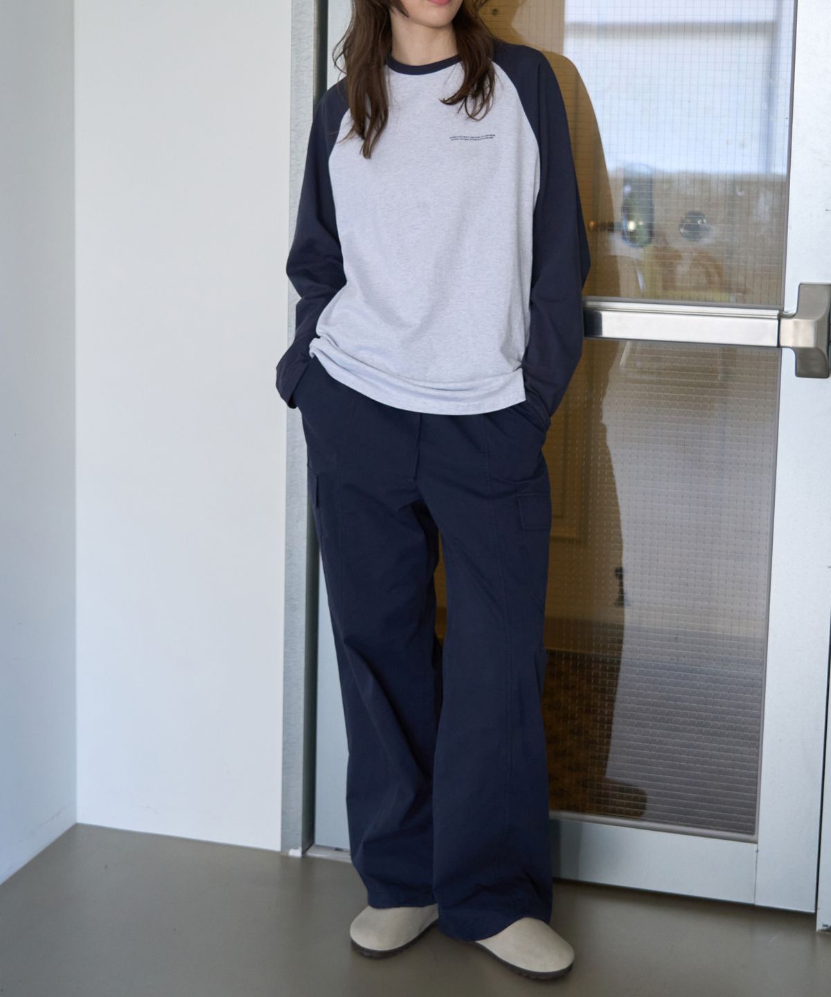 로시로우(LOSSYROW) Utility Wide Cargo Pants - Navy