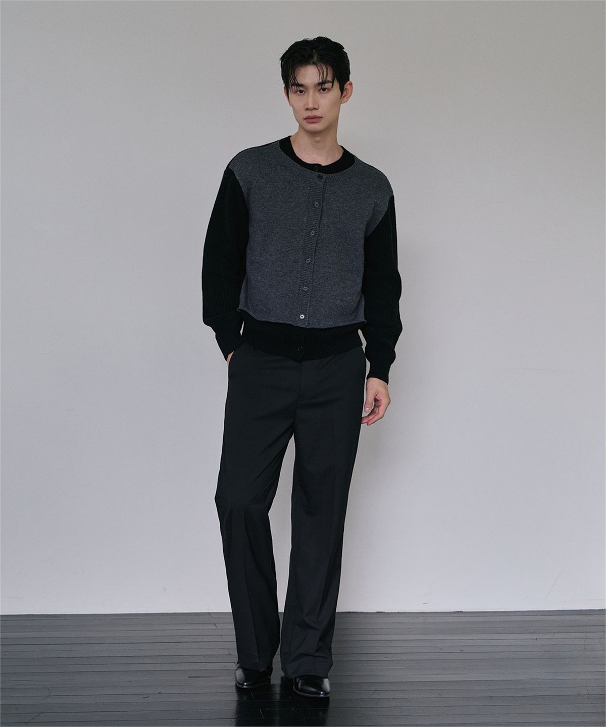 로랑서울(LAURANTSEOUL) Layered wool knit cardigan(Black)
