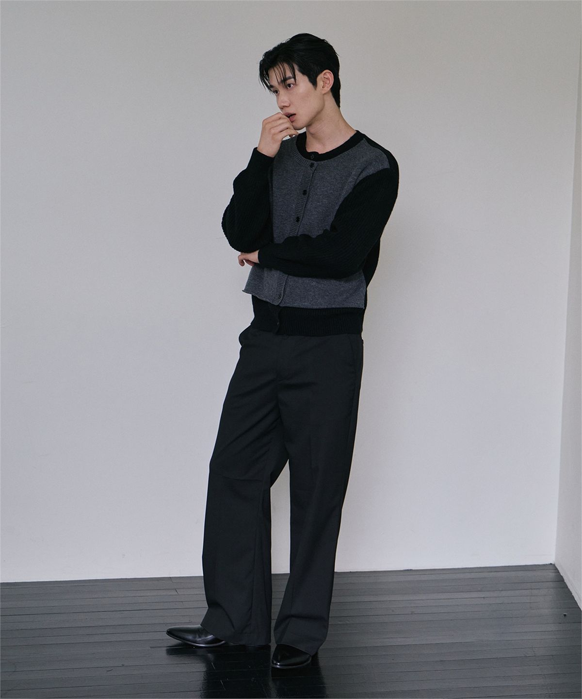 로랑서울(LAURANTSEOUL) Layered wool knit cardigan(Black)