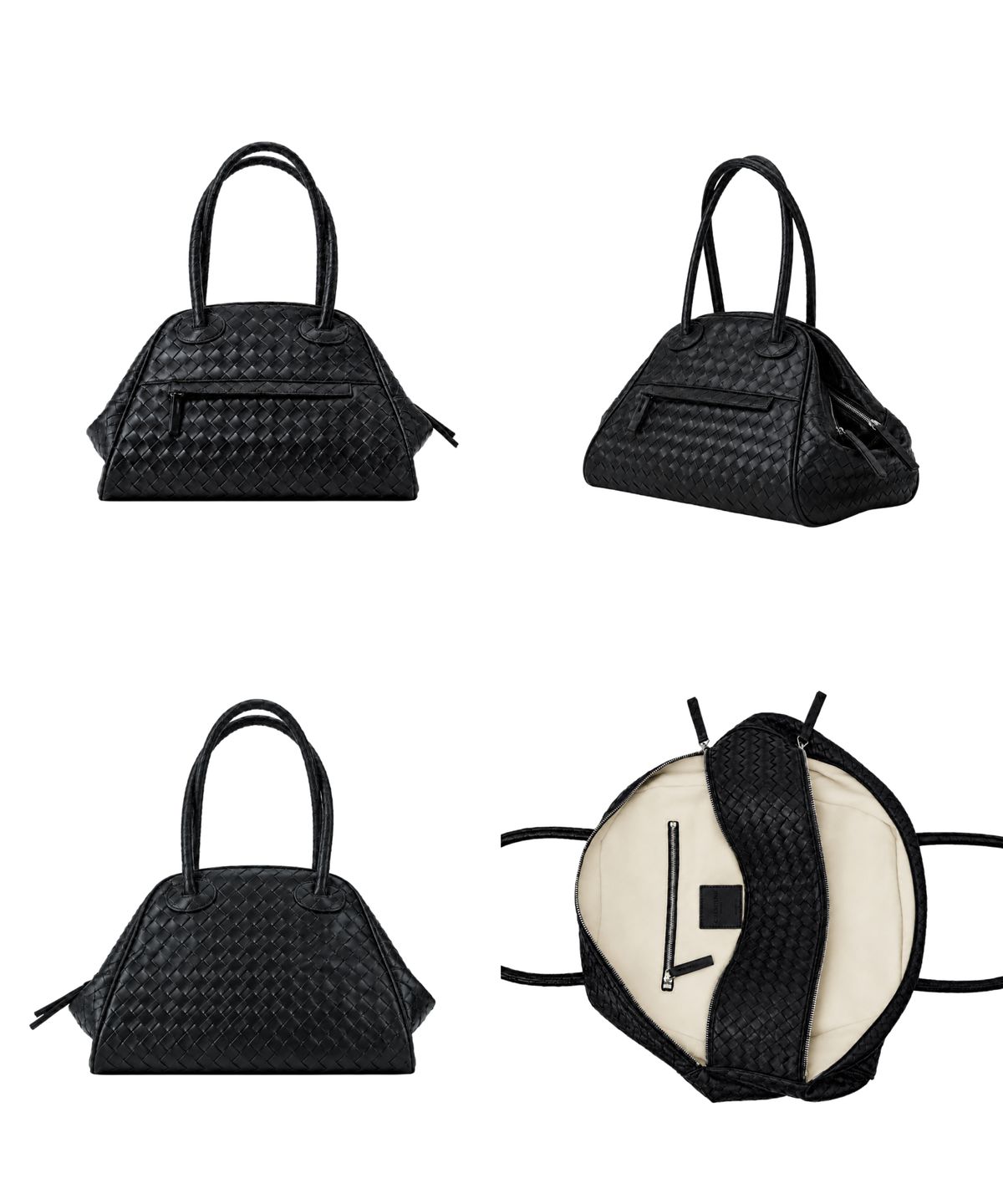 크리스틴프로젝트(CHRISTINE PROJECT) TWO ZIPPER BAG WEAVING ORIGINAL(BLACK PEPPER)