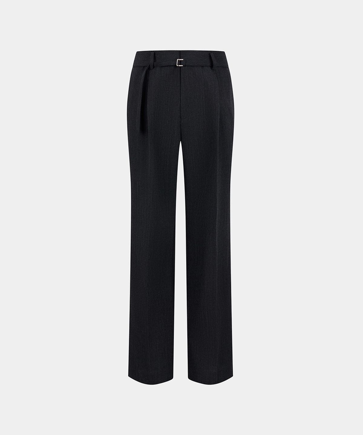 노이스(NOICE) (UNI) VIRGIN WOOL BELTED FLARED PANTS - CHARCOAL GREY