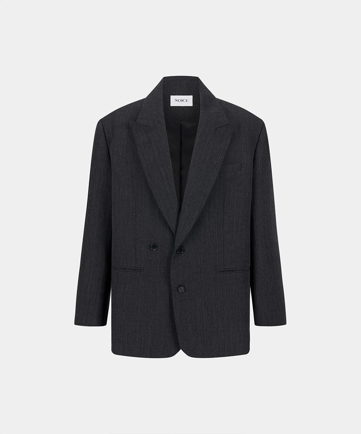 노이스(NOICE) (UNI) VIRGIN WOOL PEAKED LAPEL JACKET - CHARCOAL GREY