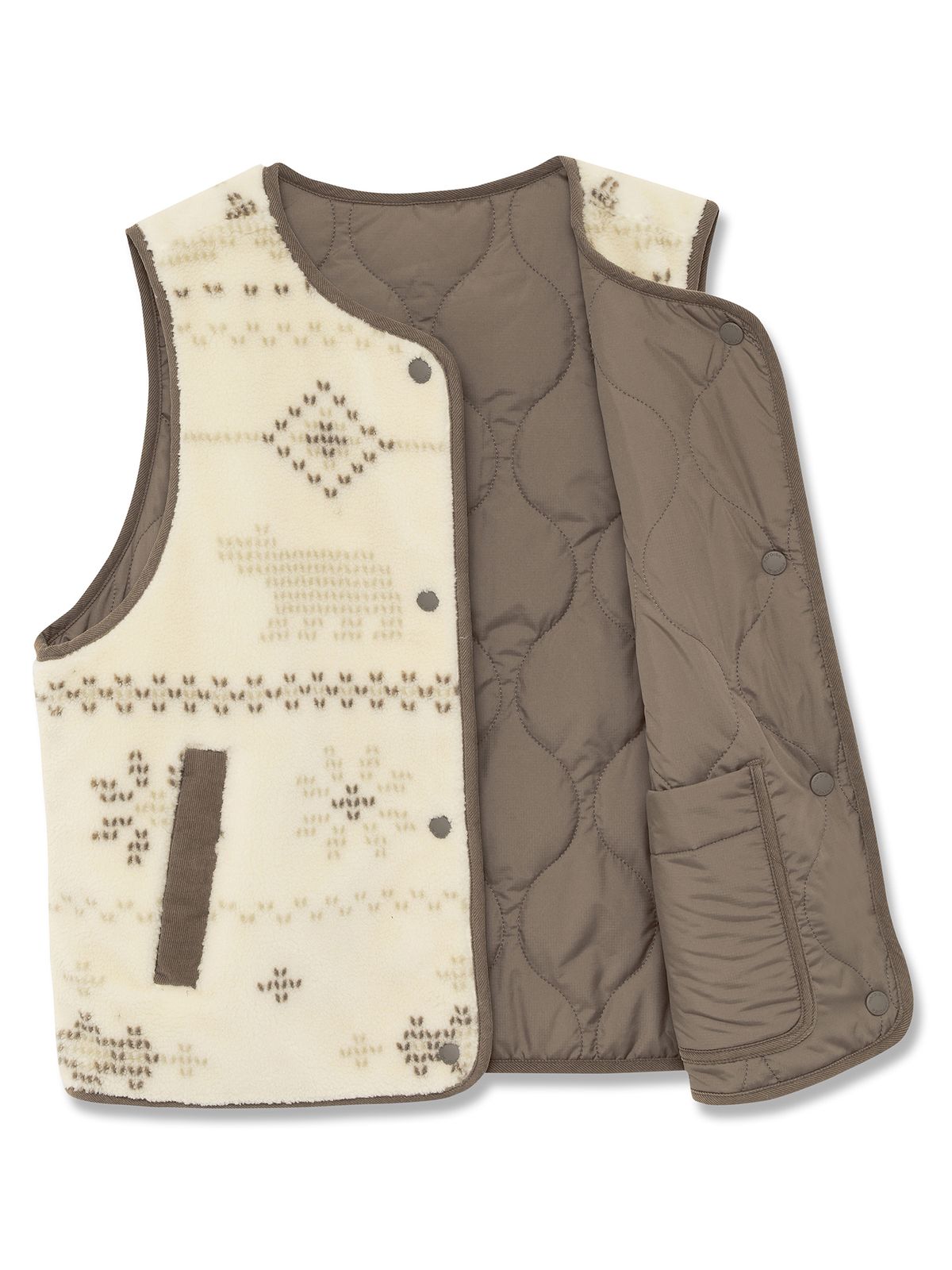 노르디스크(NORDISK) 휘게 노르딕패턴 플리스 베스트 (Reversible) - W_Beige_OWW26601E2