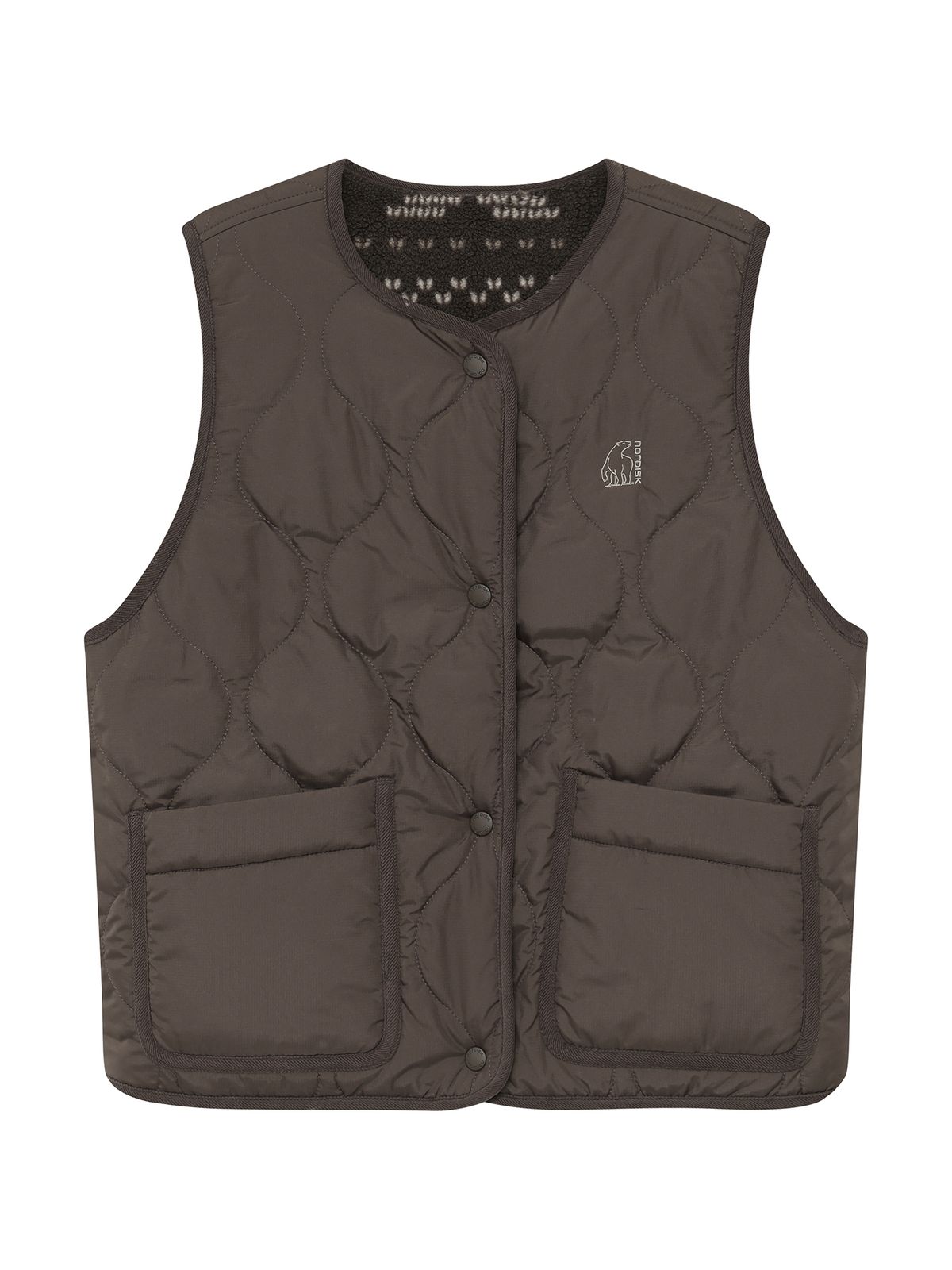 노르디스크(NORDISK) 휘게 노르딕패턴 플리스 베스트 (Reversible) - W_Dark Brown_OWW26601E8