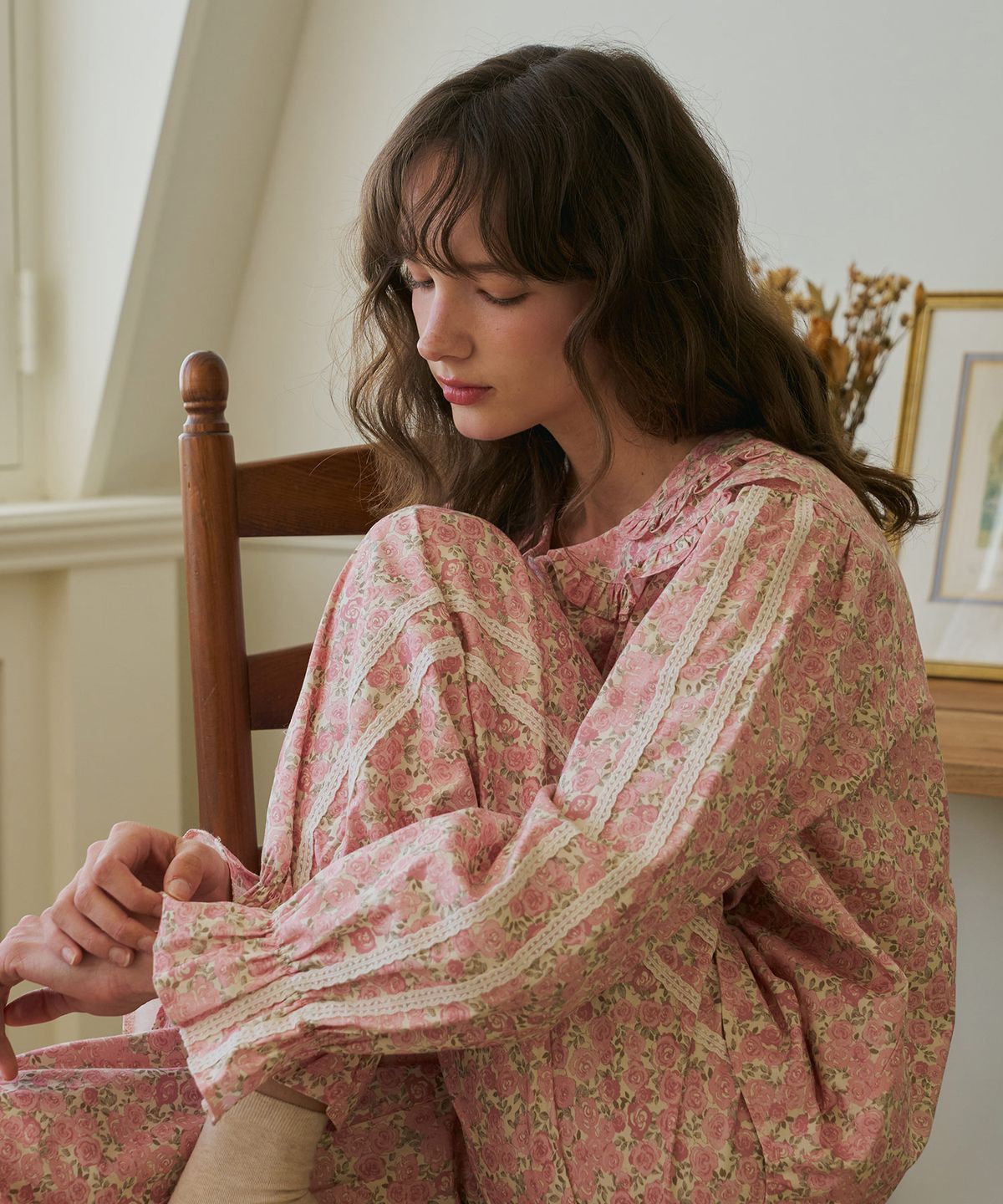 울랄라파자마(ULLALA PAJAMAS) 포르티 긴팔 여성페어 핑크베이지 (30수)