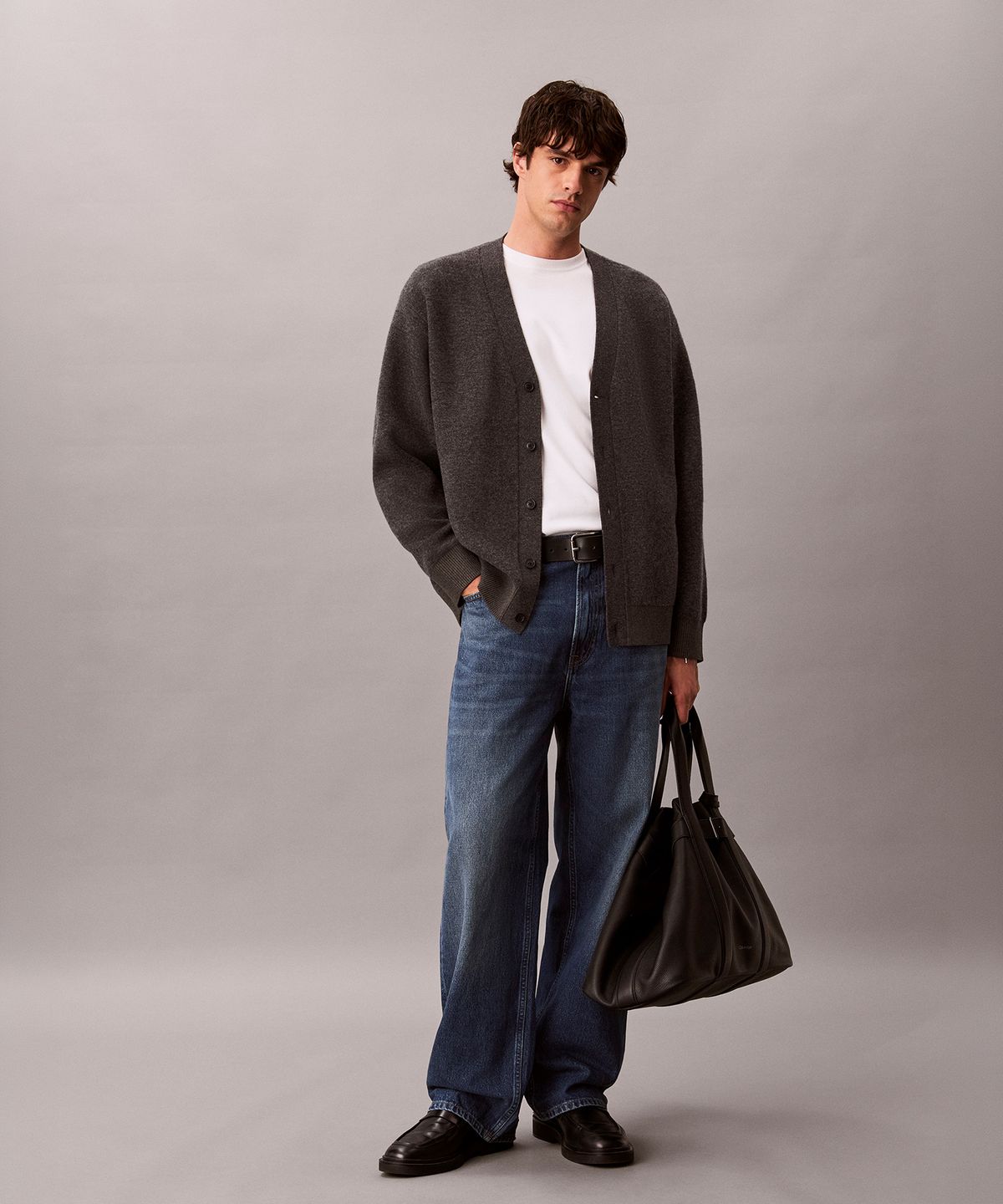 캘빈클라인 진(CALVIN KLEIN JEANS) 램스 울 블랜드 가디건 4LH325G P7I