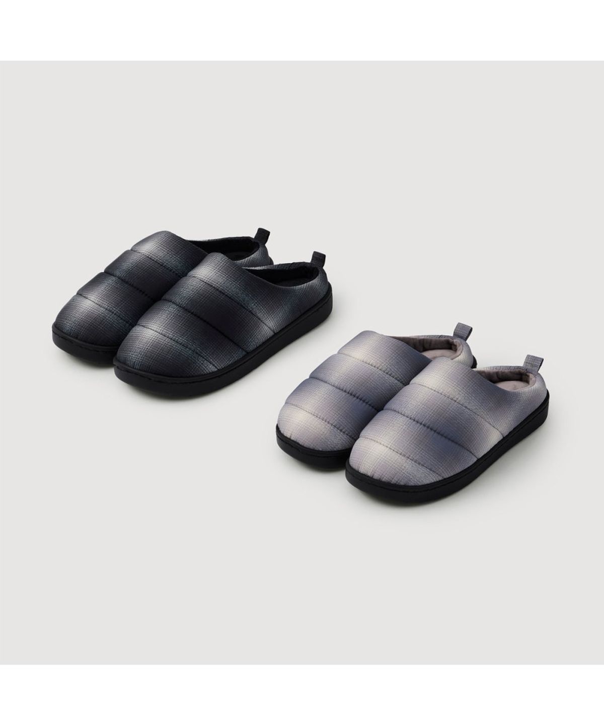 자주(JAJU) 옴브레 체크 패딩 슬리퍼_230-245_라이트그레이