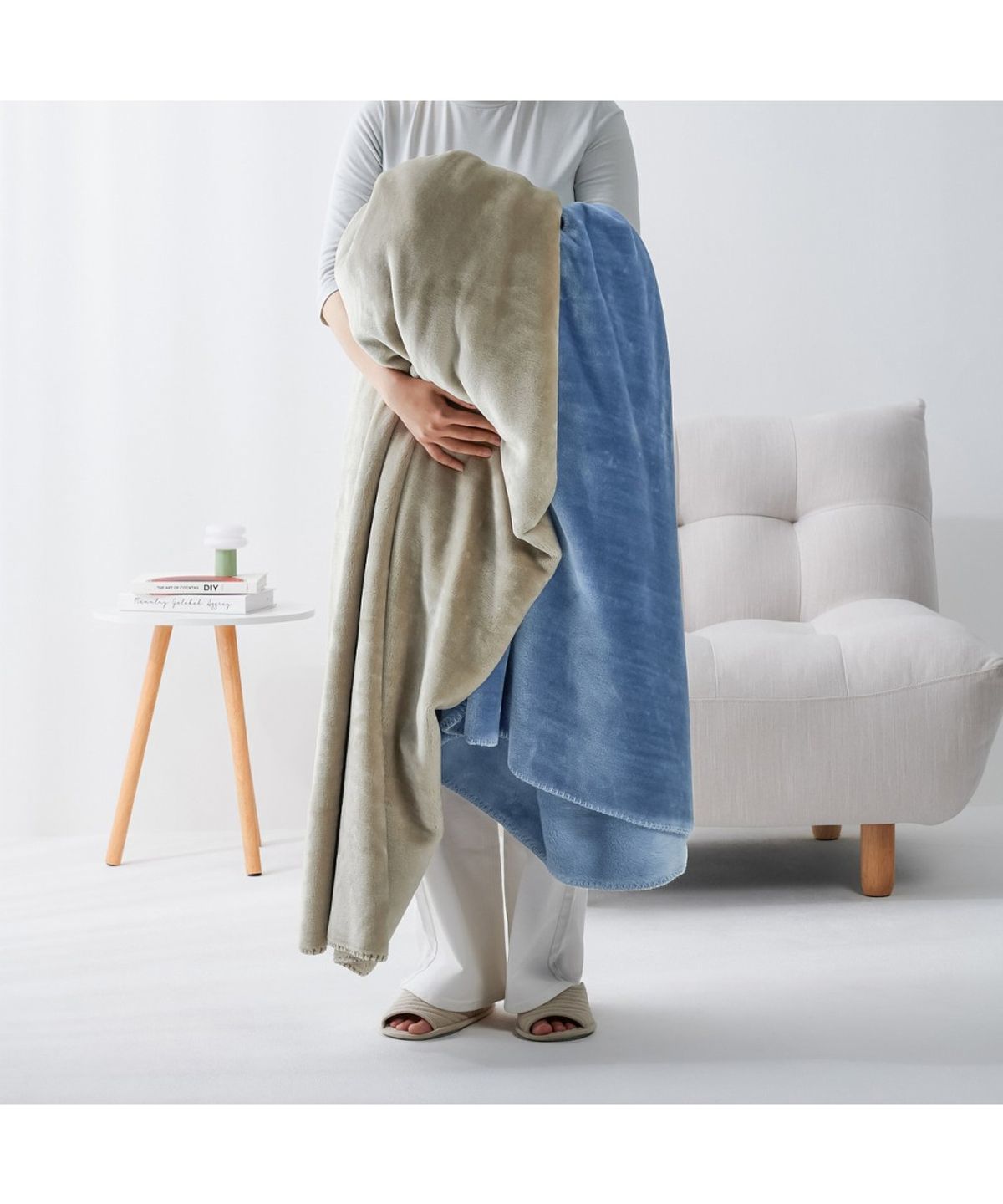 자주(JAJU) 밍크 플리스 고중량 블랭킷 140x170cm 웜그레이