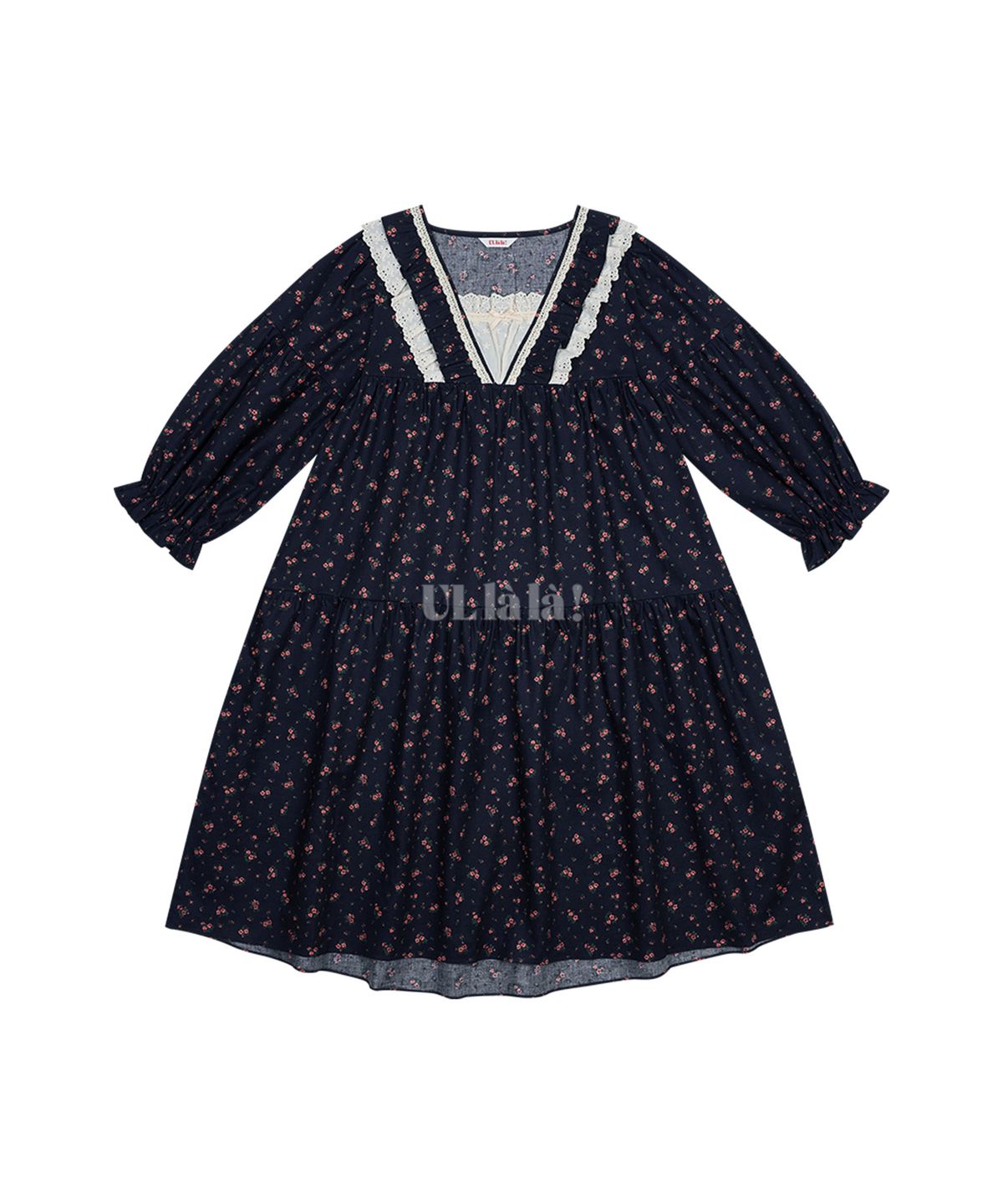 울랄라파자마(ULLALA PAJAMAS) 페리나 긴팔 원피스 네이비 (30수)