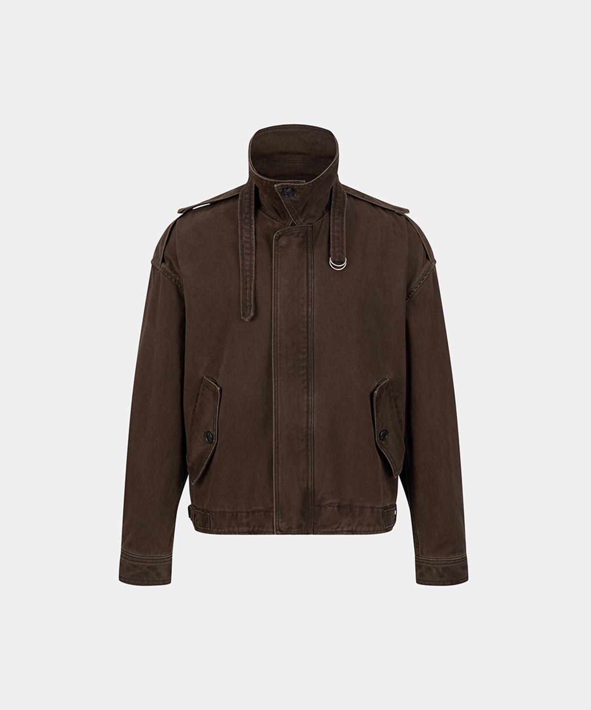 노이스(NOICE) TWILL PIGMENT AVIATOR JACKET - DARK BROWN