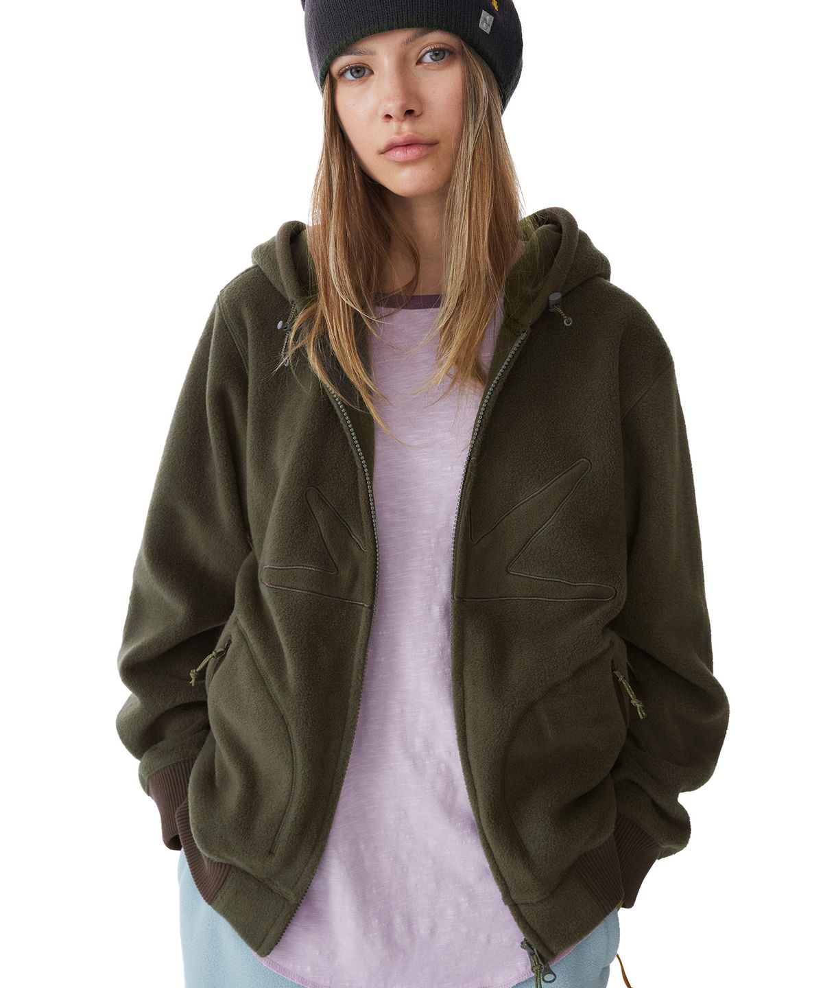 썬러브투어(SUNLOVETOUR) Daybreak Fleece Zip Up Hoodie Dark Olive