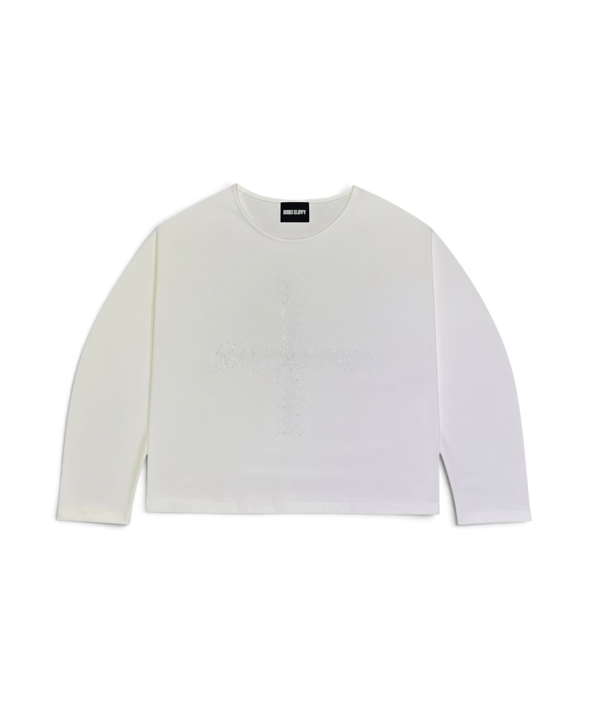 본슬리피(BORN SLIPPY) Crystal Cross Boat Neck Long Sleeve Tee (Ivory)