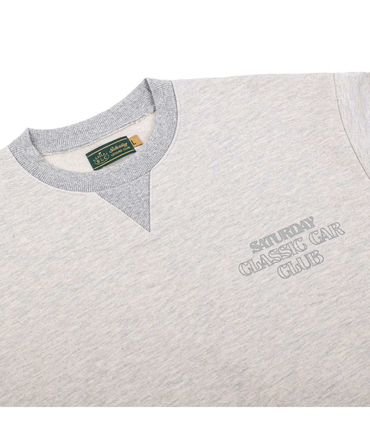 세러데이 레저 클럽(SATURDAY LEISURE CLUB) Saturday Classic Car Club Logo Leisure Sweatshirt(Unisex) - Oatmeal & Grey