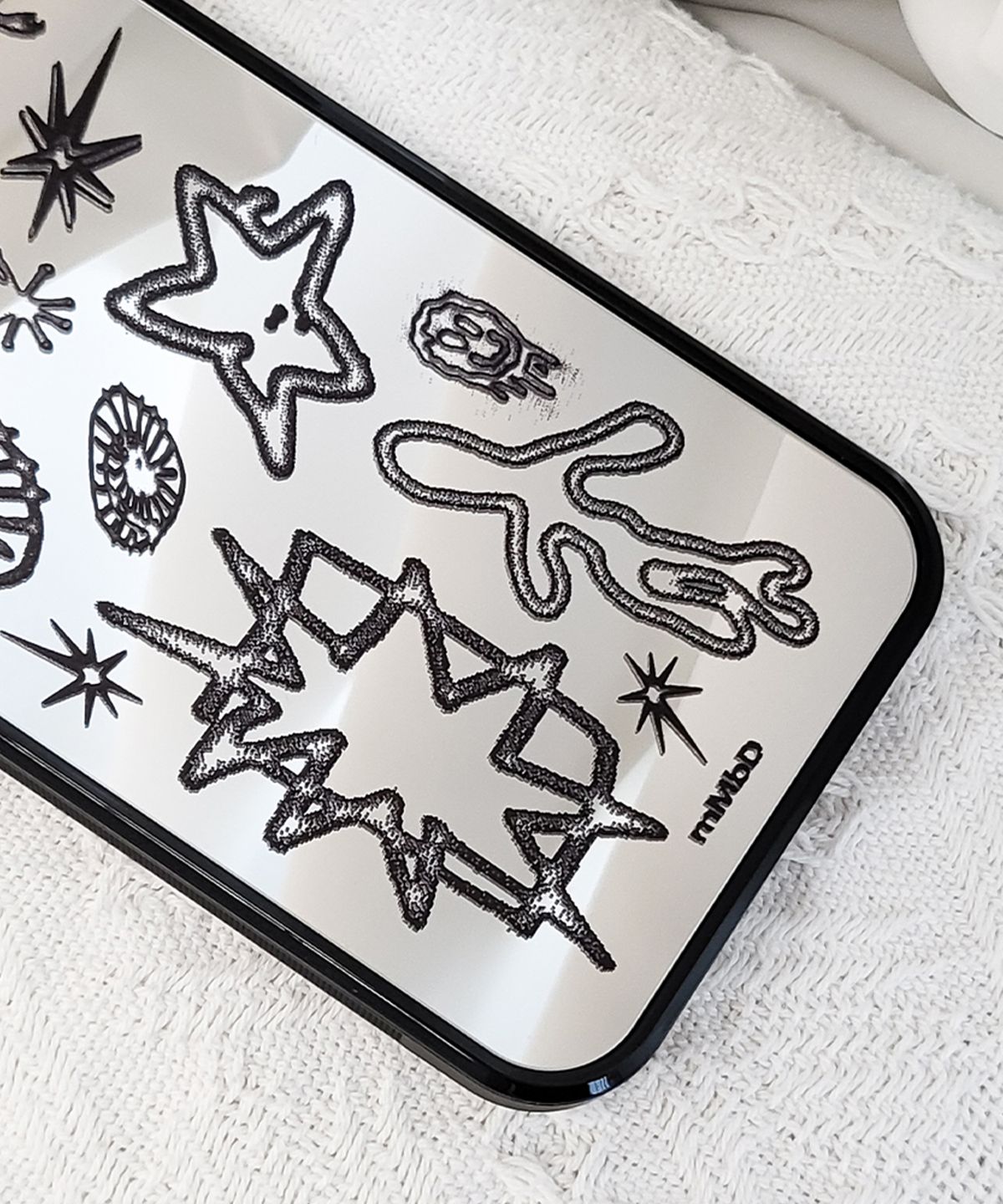 메모리즈바운더리(MEMORIESBOUNDARY) BOUNDARIES Signal Doodle Bumper Mirror Phone Case (BK_BK/MagSafe)