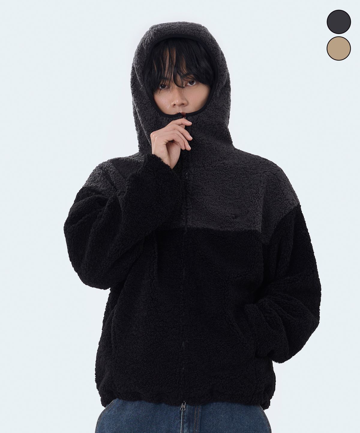 요세미티(YOSEMITE) 투톤 바라클라바 양털 후드집업 2Color YHZ-2Y06