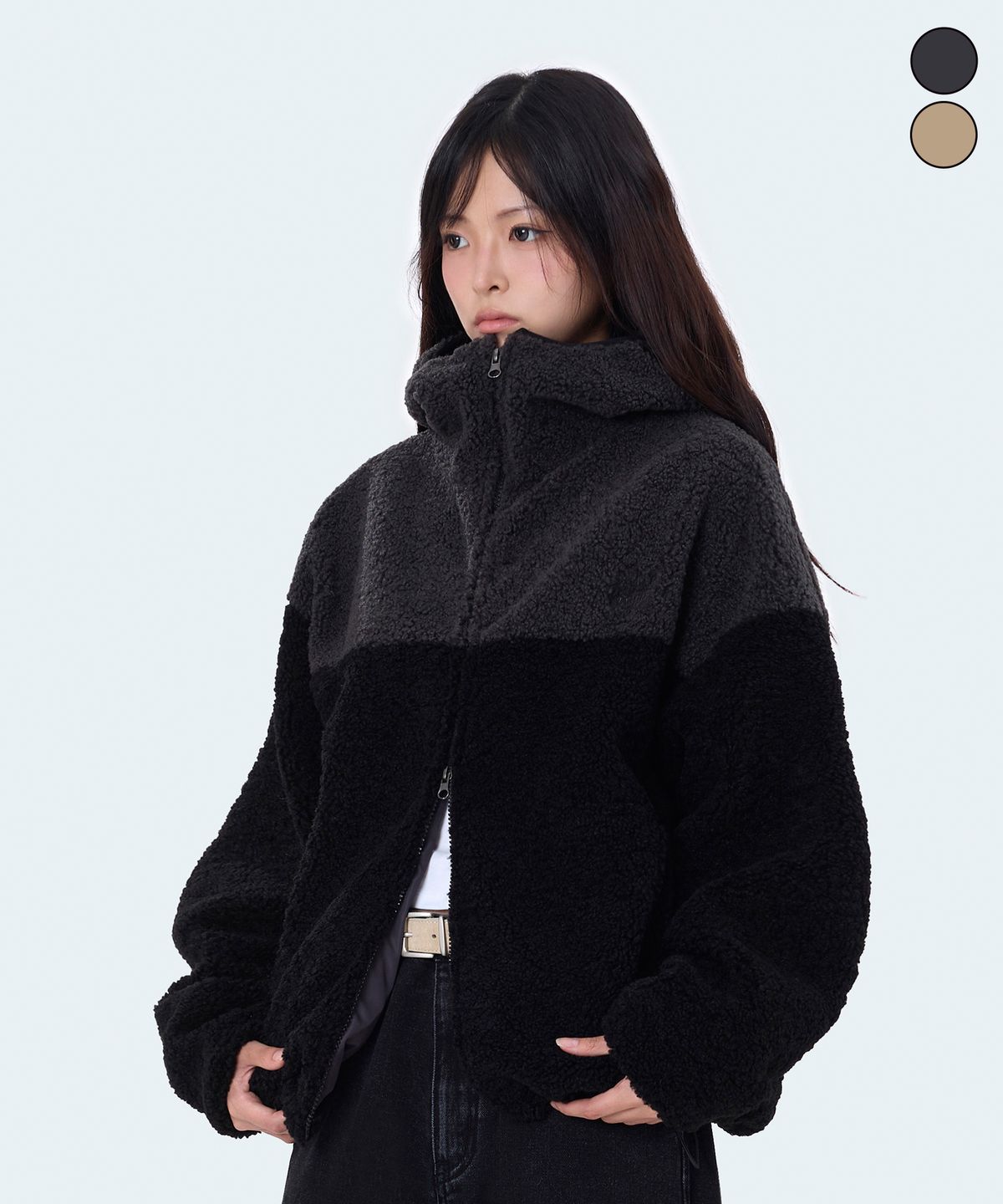 요세미티(YOSEMITE) 투톤 바라클라바 양털 후드집업 2Color YHZ-2Y06