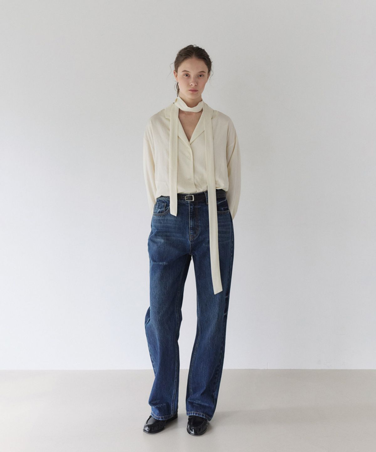 이어닝(YEARNING) VINTAGE DAMAGE STRAIGHT DENIM, DARK BLUE