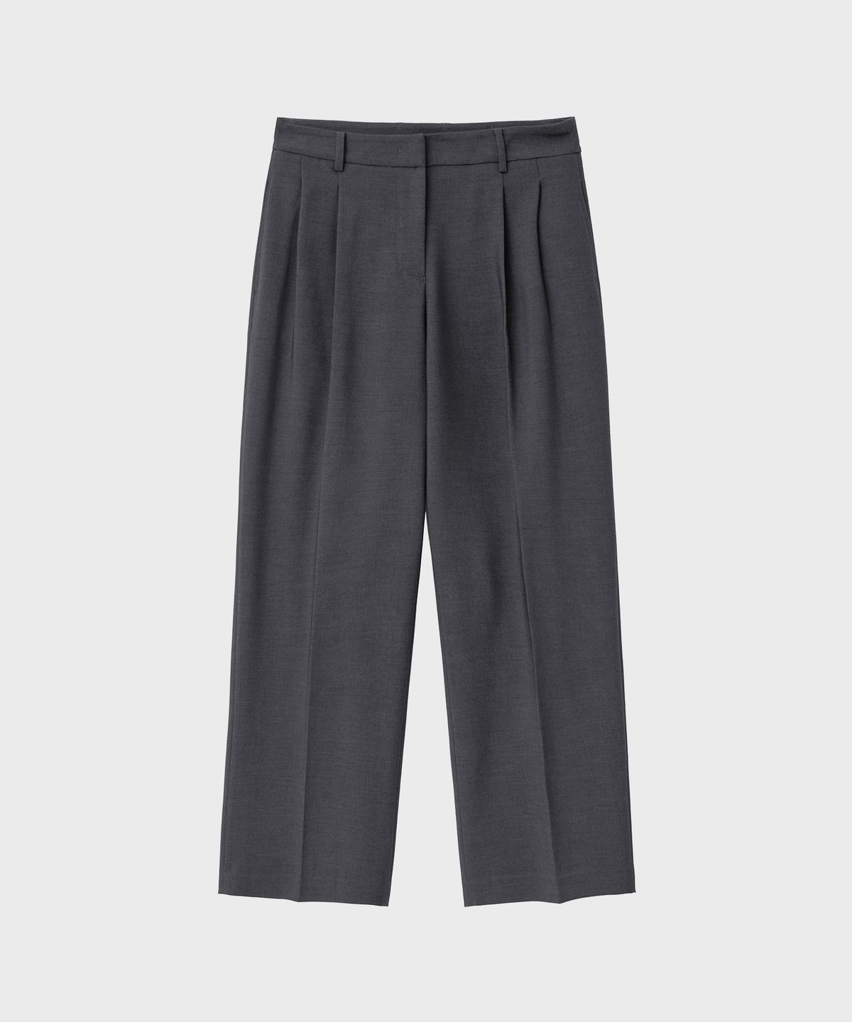 노이어 포 우먼(NOIRER FOR WOMAN) 클래식 루즈핏 투턱 슬랙스 (다크그레이)