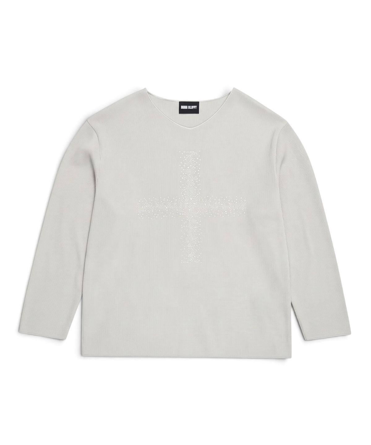 본슬리피(BORN SLIPPY) Crystal Cross Rib V Knit (Ivory)