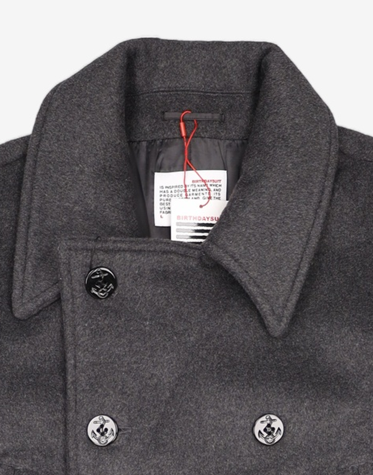 벌스데이수트(BIRTHDAYSUIT) OVERSIZED PEA COAT (CHARCOAL) L