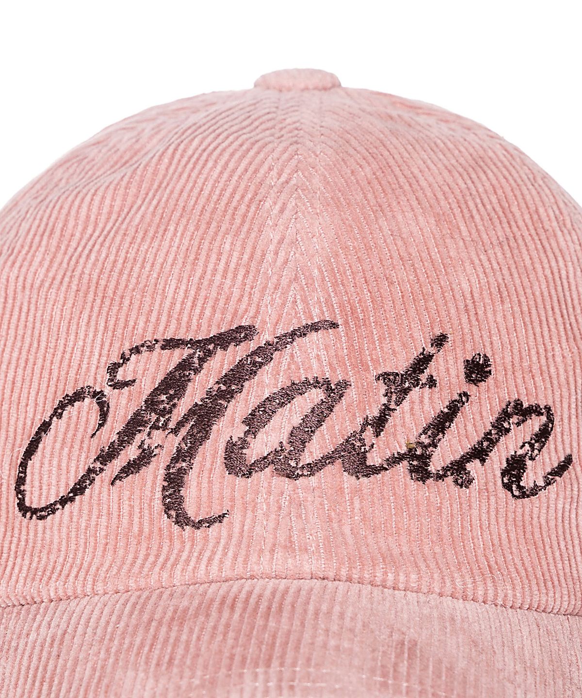 마뗑킴(MATIN KIM) MATIN CRACKED SCRIPT CORDUROY BALL CAP IN PINK