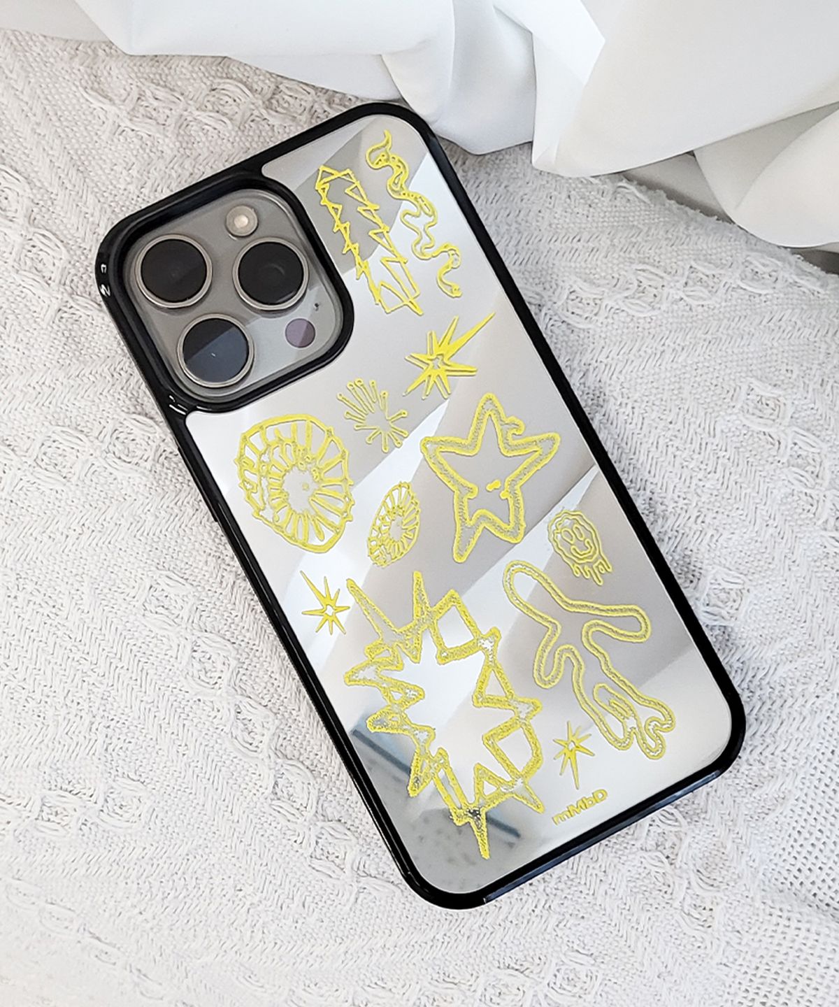 메모리즈바운더리(MEMORIESBOUNDARY) BOUNDARIES Signal Doodle Bumper Mirror Phone Case (BK_YL/MagSafe)