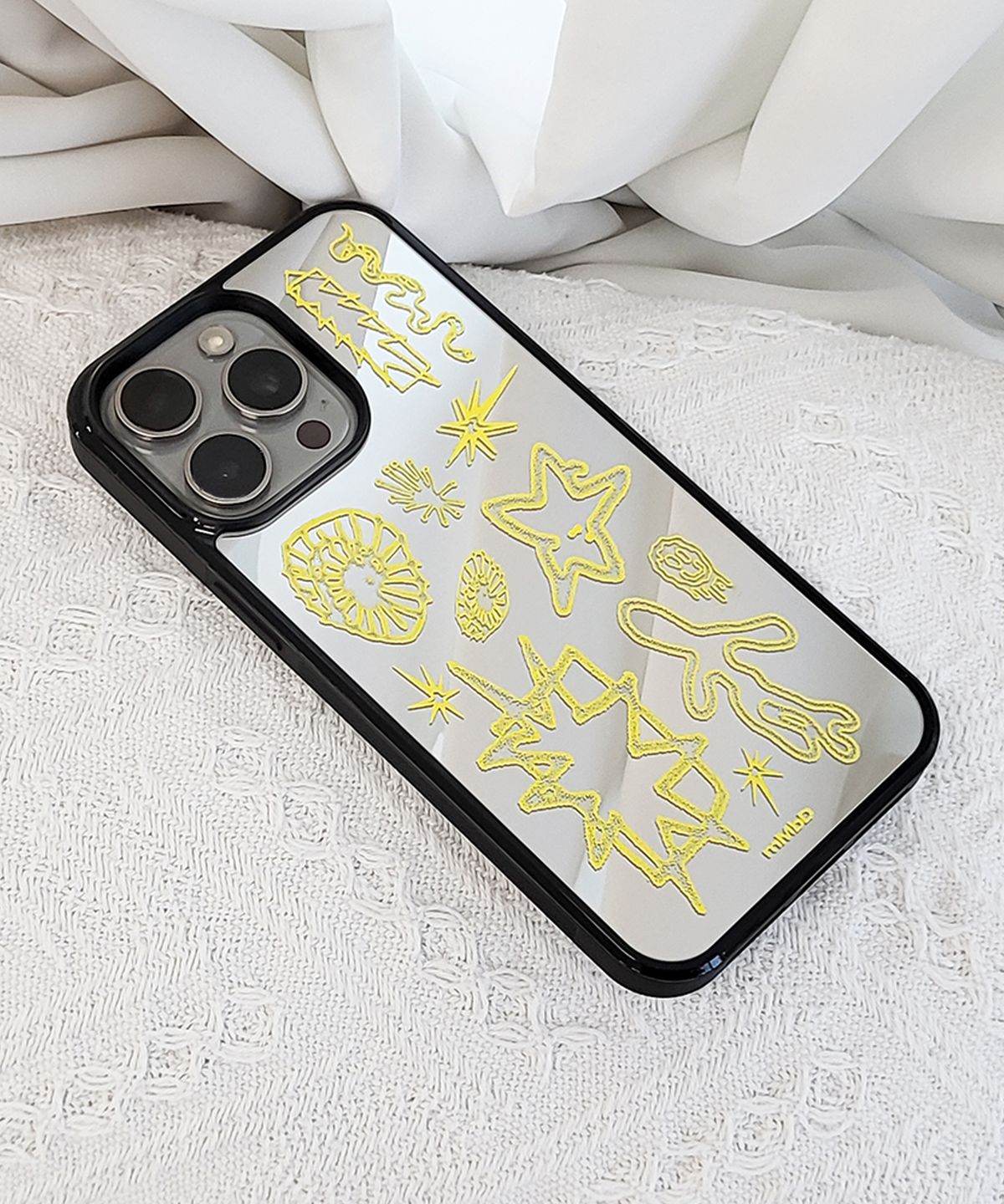 메모리즈바운더리(MEMORIESBOUNDARY) BOUNDARIES Signal Doodle Bumper Mirror Phone Case (BK_YL/MagSafe)