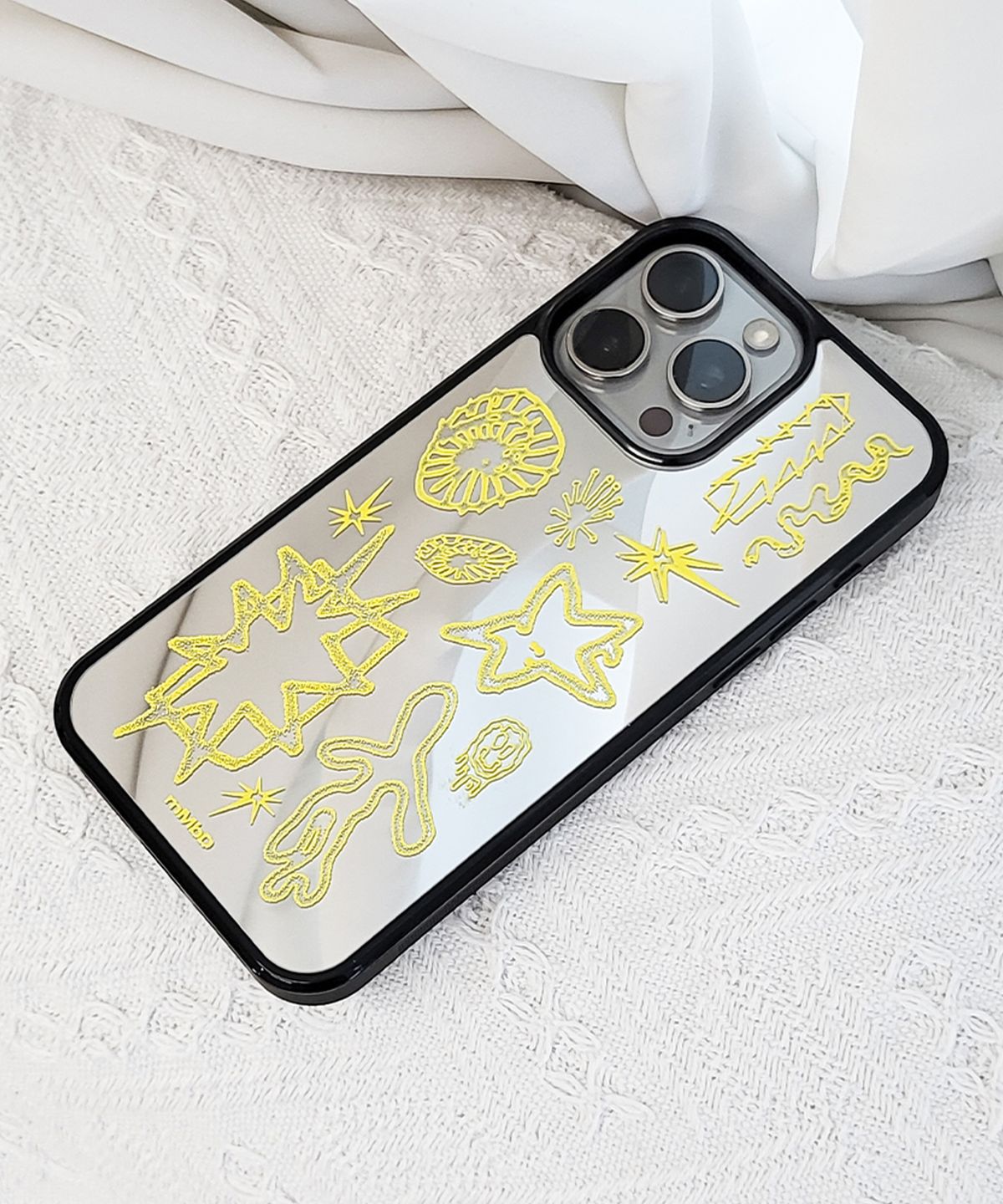 메모리즈바운더리(MEMORIESBOUNDARY) BOUNDARIES Signal Doodle Bumper Mirror Phone Case (BK_YL/MagSafe)