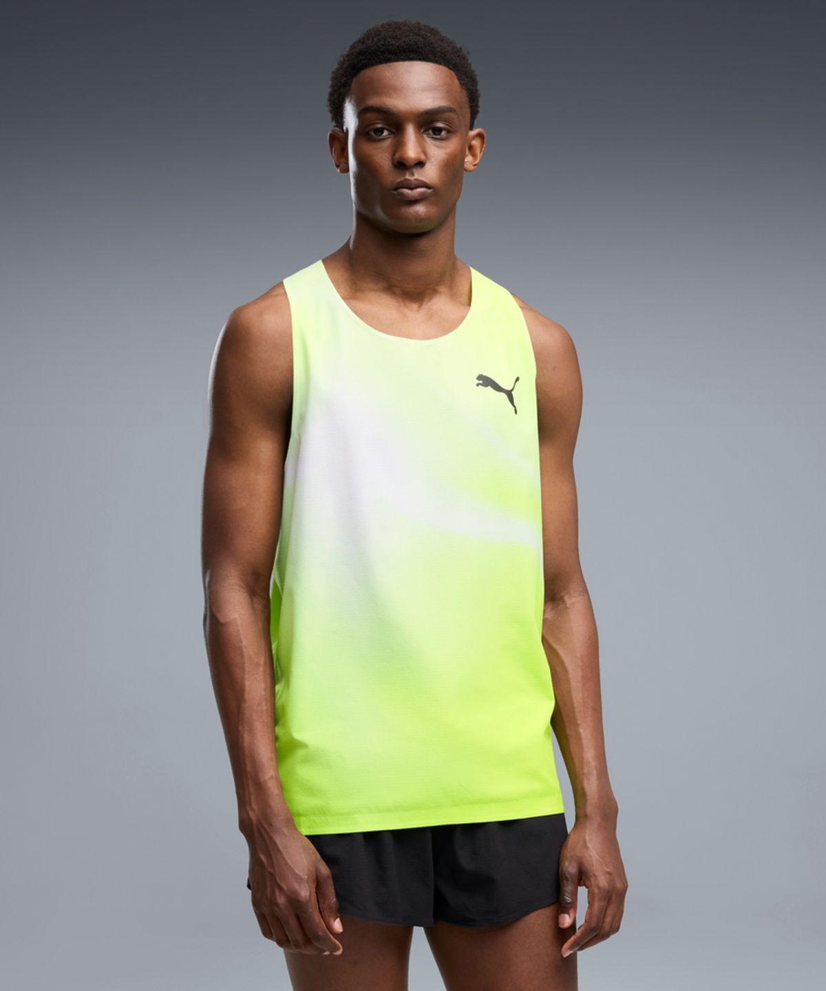 푸마(PUMA) 남성 라이트스피드 울트라위브 그래픽 싱글렛 - 써니 라임 / 528564-55