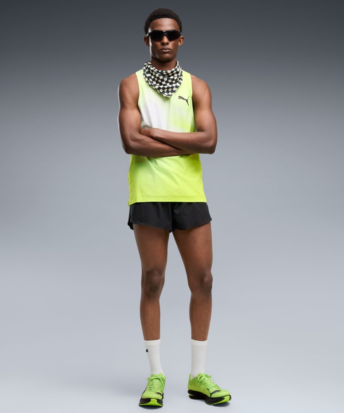푸마(PUMA) 남성 라이트스피드 울트라위브 그래픽 싱글렛 - 써니 라임 / 528564-55