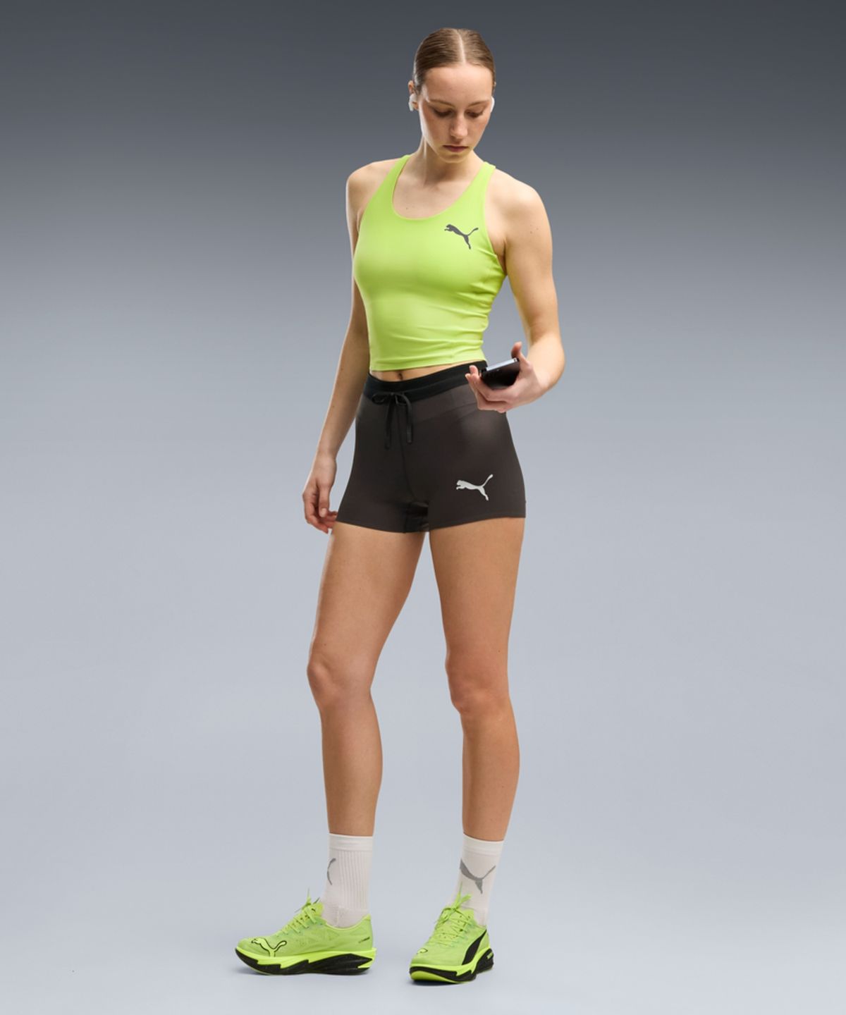 푸마(PUMA) 여성 라이트스피드 크롭 탑 - 써니 라임 / 528989-55