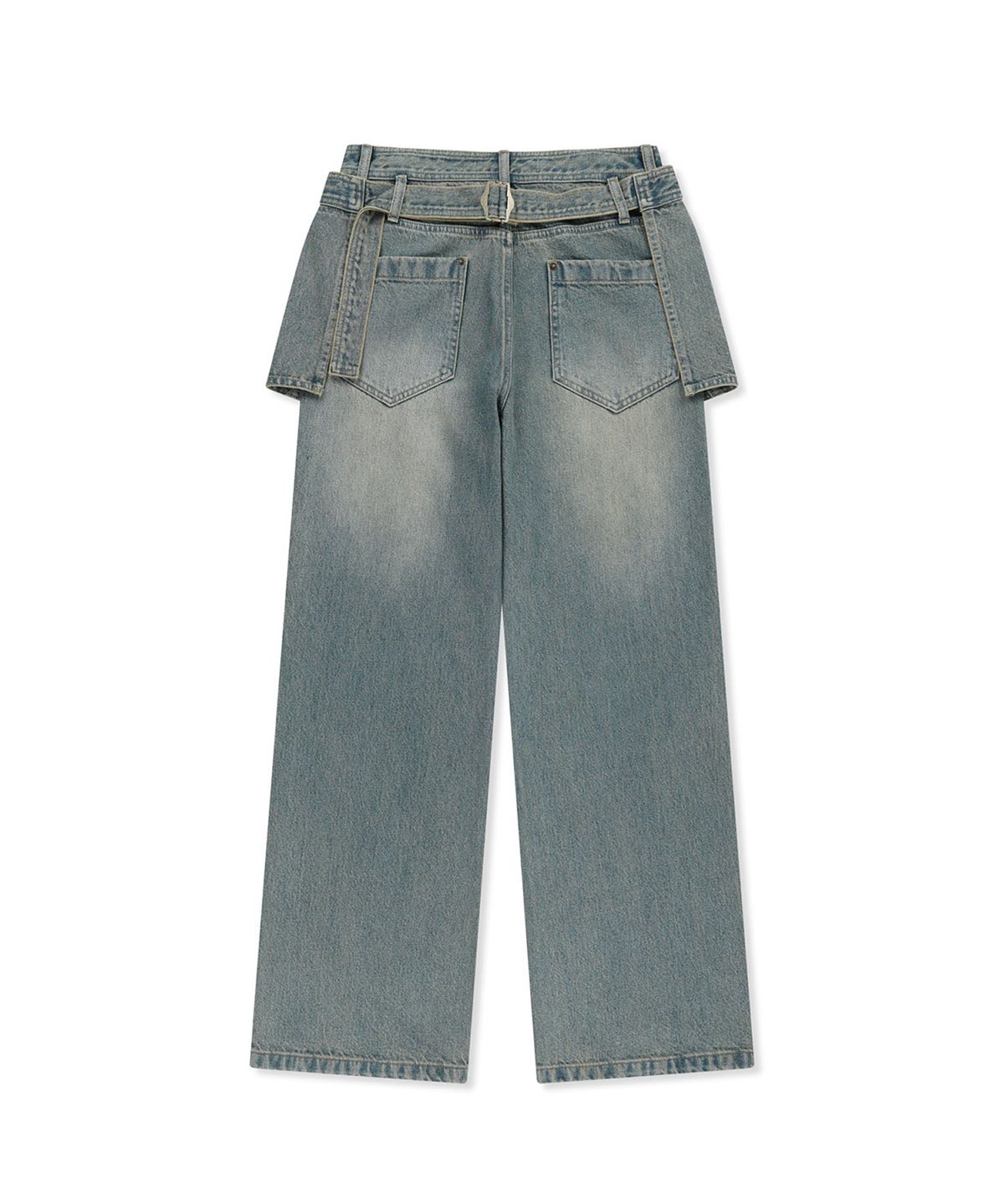 마뗑킴(MATIN KIM) APRON LAYERED DENIM PANTS IN BLUE