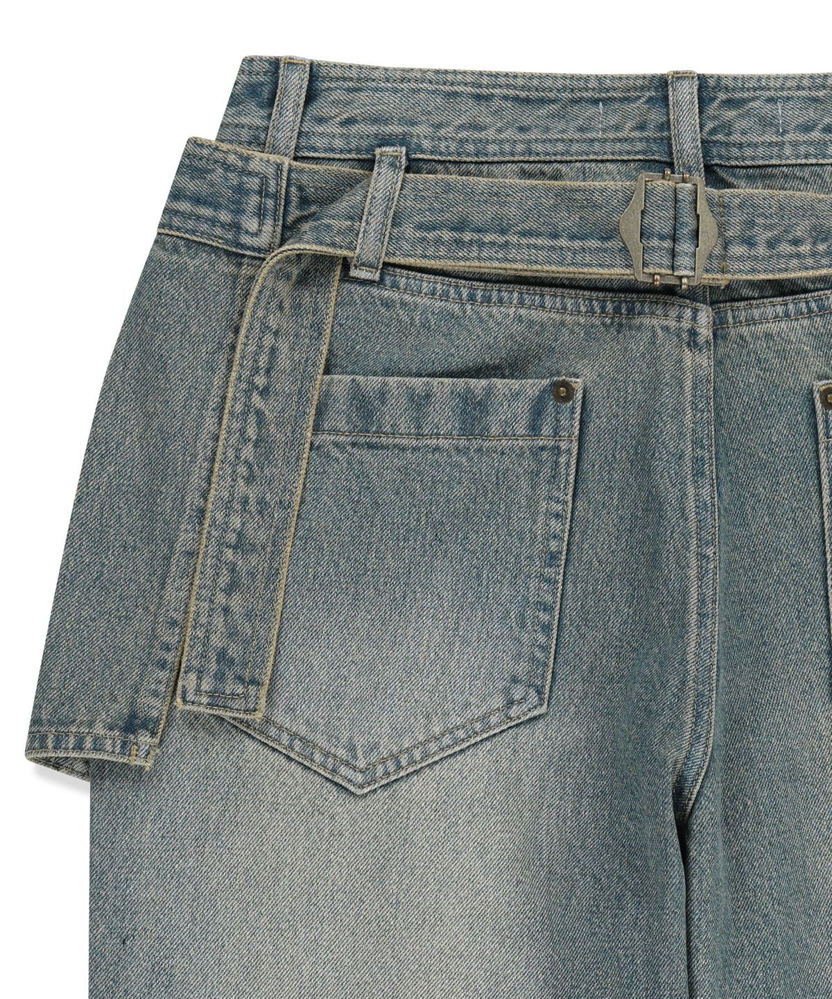 마뗑킴(MATIN KIM) APRON LAYERED DENIM PANTS IN BLUE