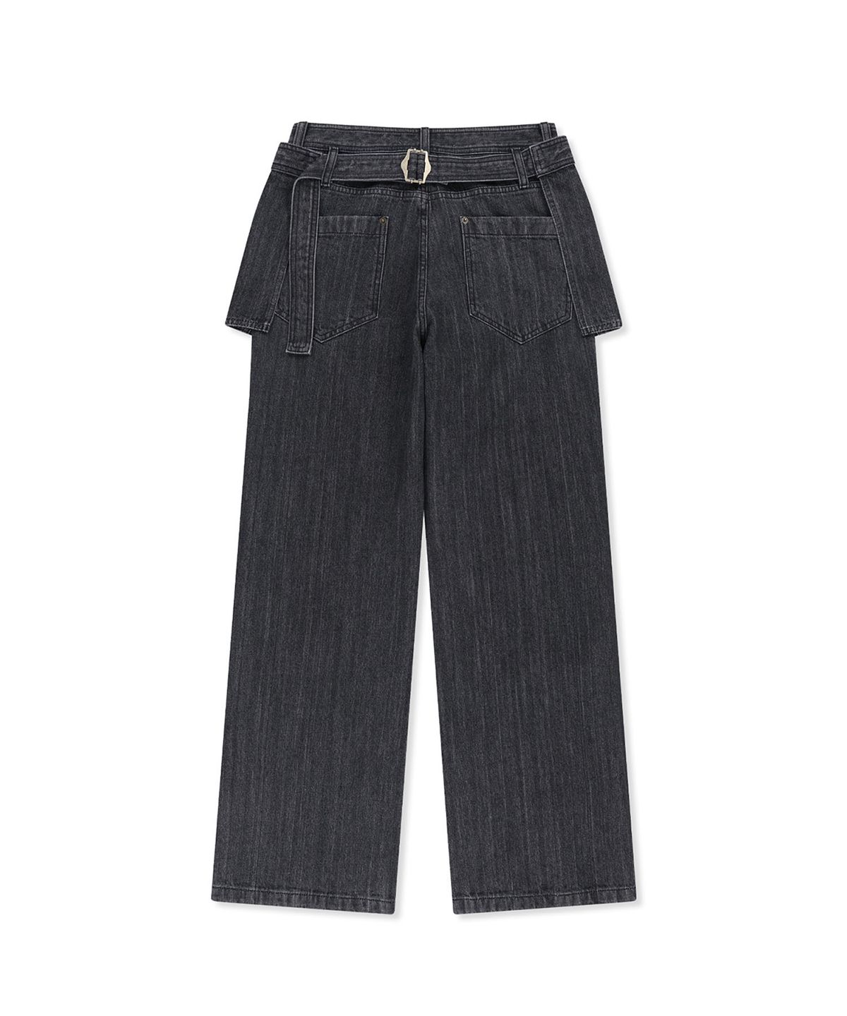 마뗑킴(MATIN KIM) APRON LAYERED DENIM PANTS IN BLACK