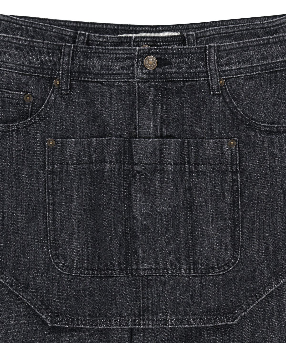 마뗑킴(MATIN KIM) APRON LAYERED DENIM PANTS IN BLACK