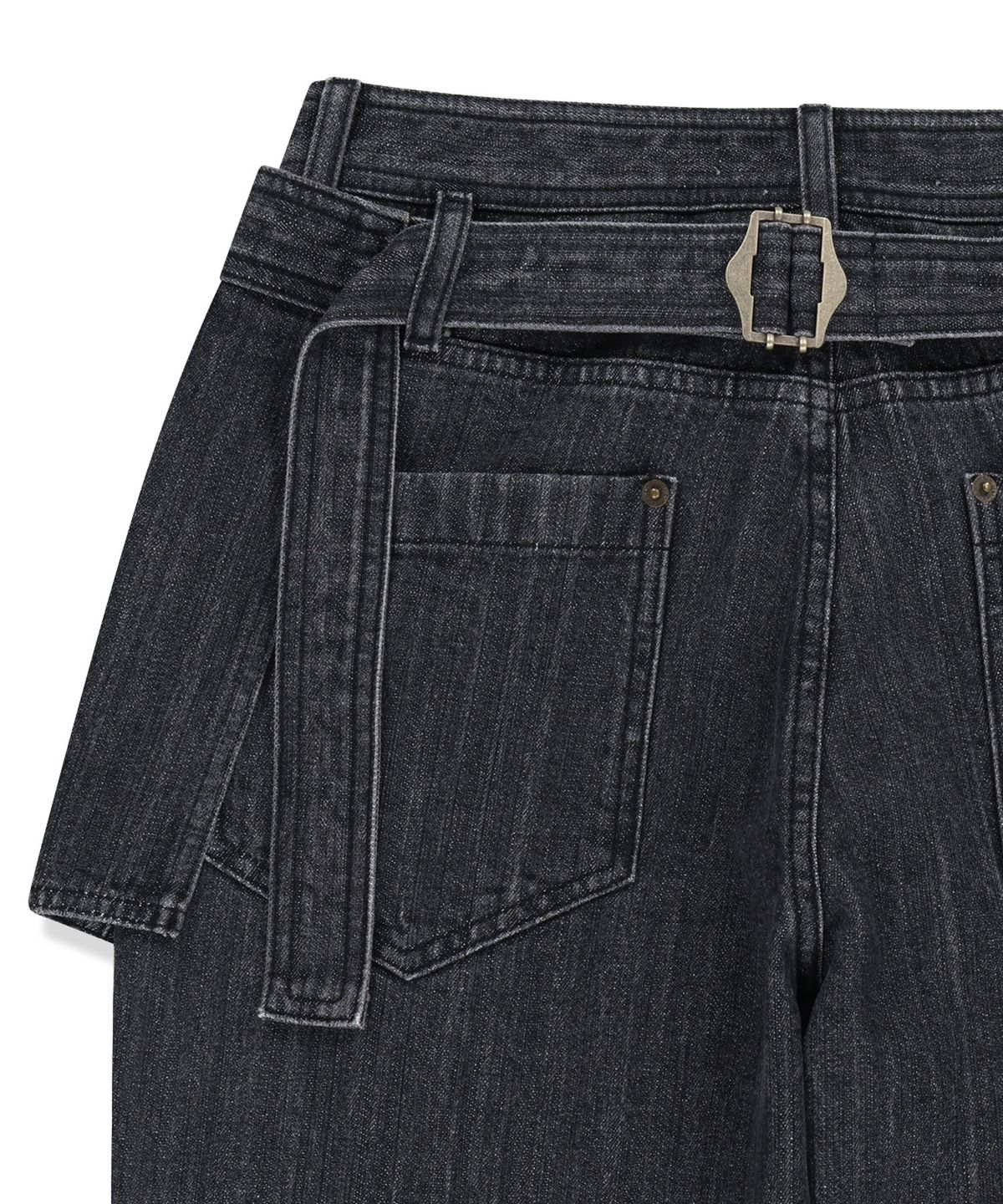 마뗑킴(MATIN KIM) APRON LAYERED DENIM PANTS IN BLACK