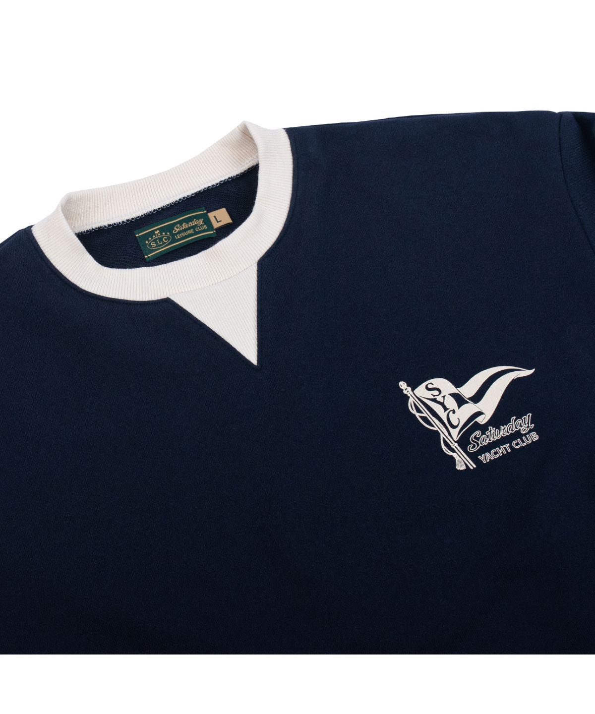 세러데이 레저 클럽(SATURDAY LEISURE CLUB) Saturday Yacht Club Logo Leisure Sweatshirt(Unisex) - Dark Navy & Ivory