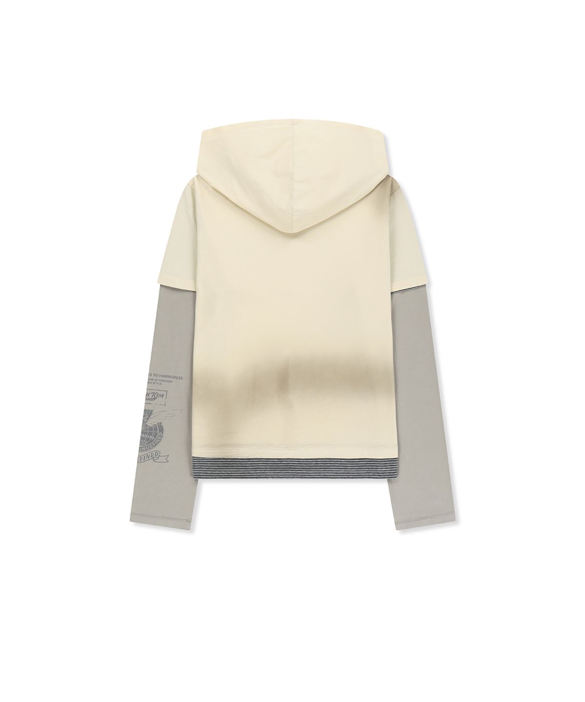 마뗑킴(MATIN KIM) DUST WASHED LAYERED HOOD TOP IN BUTTER