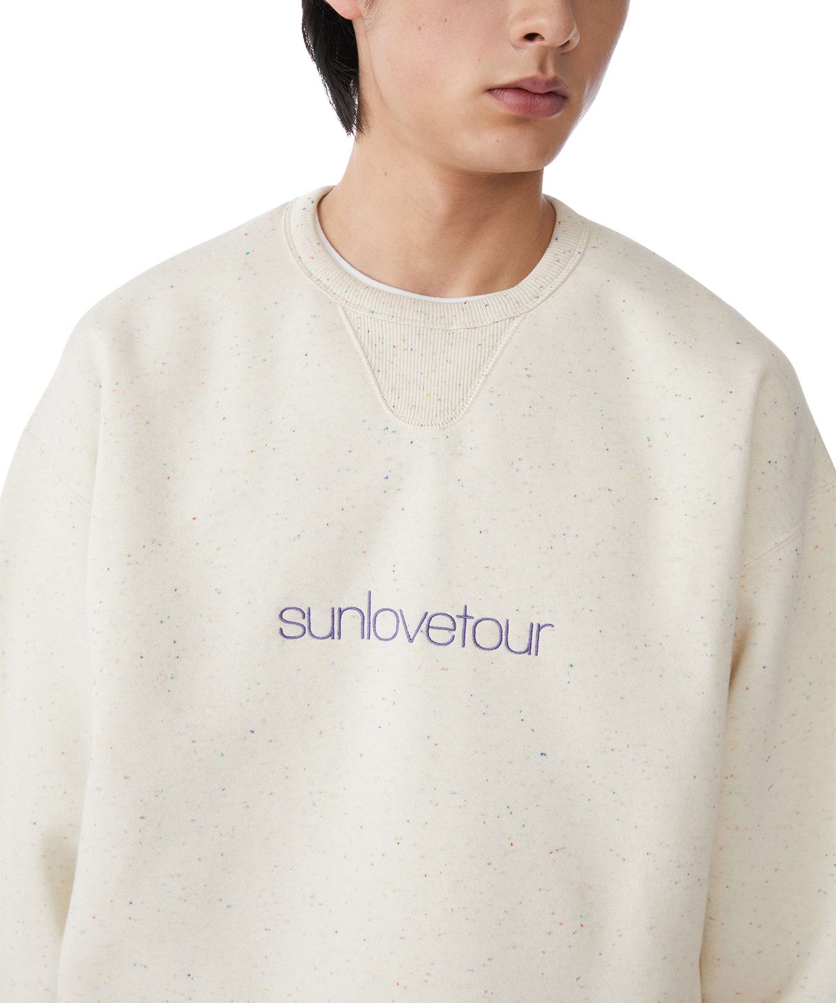 썬러브투어(SUNLOVETOUR) Club Logo Nep Crew Heather Oatmeal