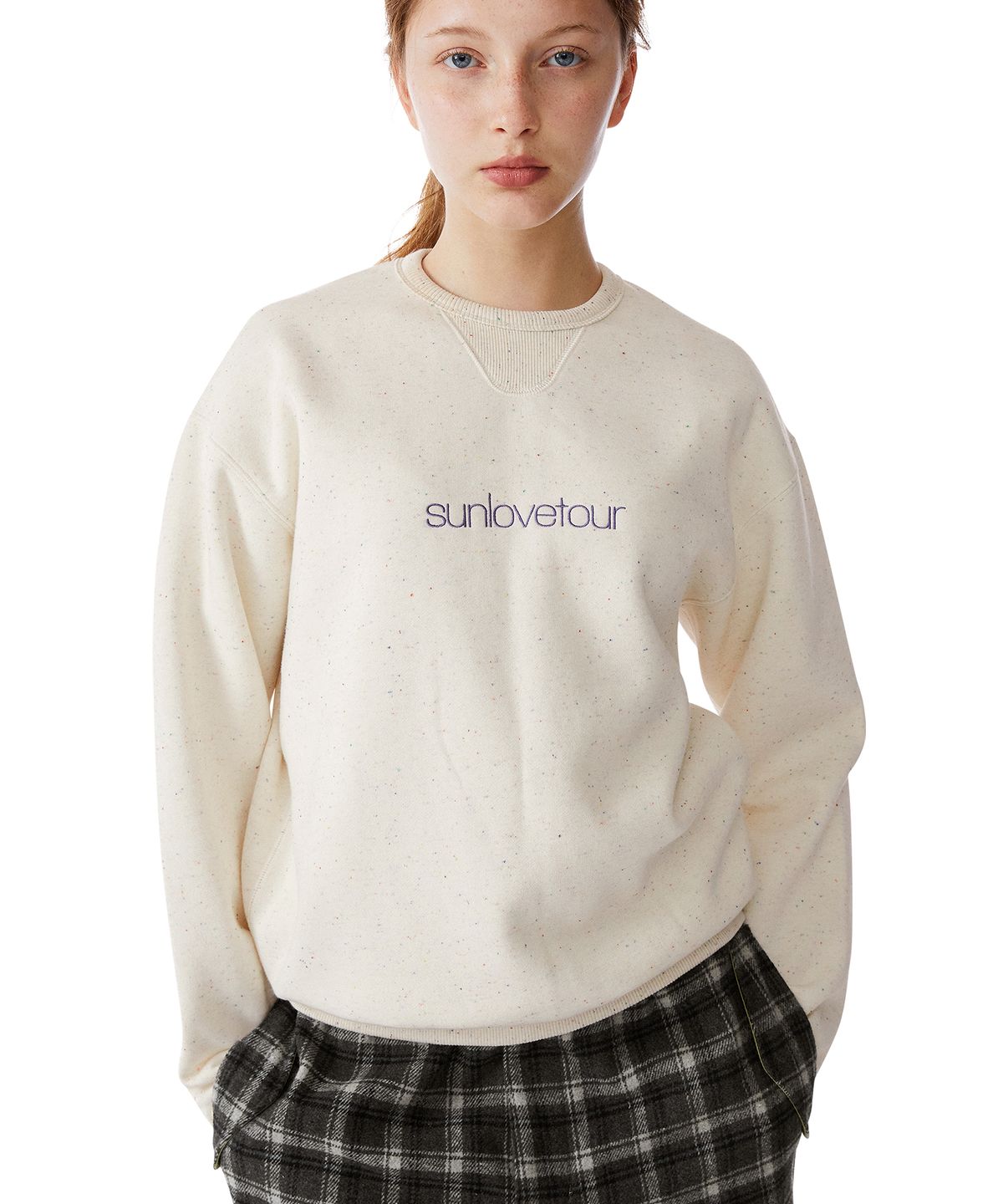 썬러브투어(SUNLOVETOUR) Club Logo Nep Crew Heather Oatmeal