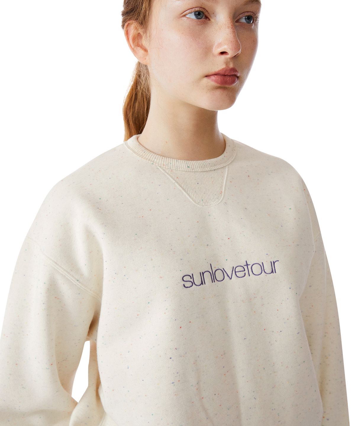 썬러브투어(SUNLOVETOUR) Club Logo Nep Crew Heather Oatmeal
