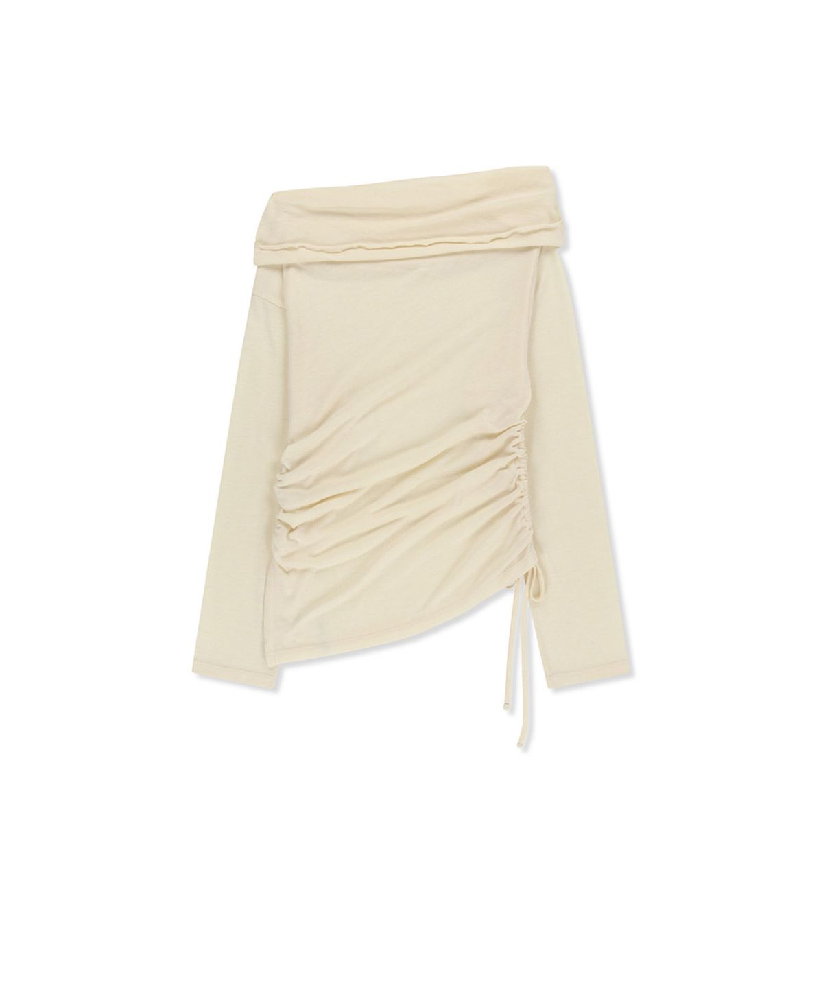 마뗑킴(MATIN KIM) ASYMMETRIC SIDE SHIRRING TOP IN LIGHT BEIGE
